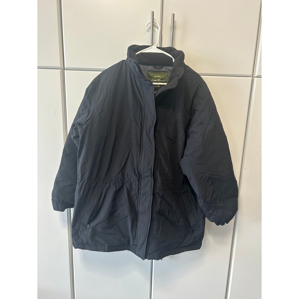 Eddie Bauer Outdoor Outfitter Mens Black Quilted Lined Fleece Collar Jacket‎ XL